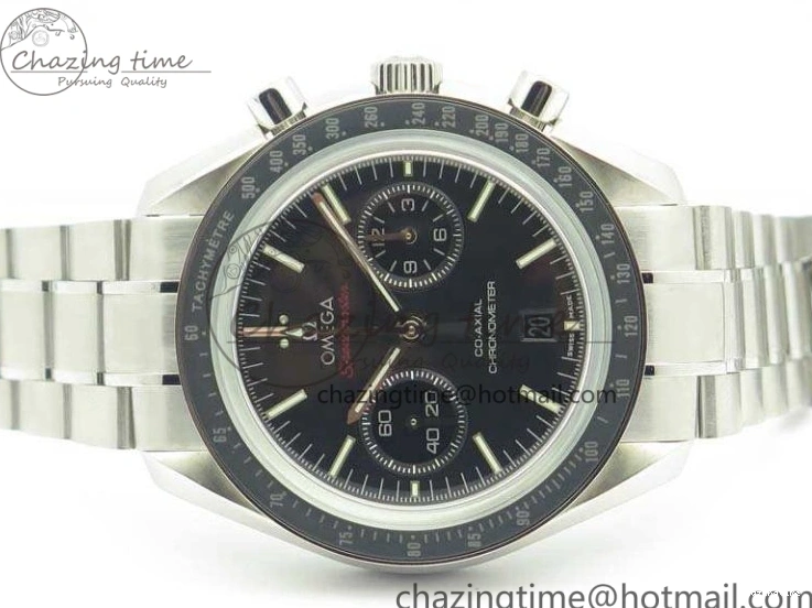 0306 TechFriendly SpeedMaster MoonWatch SS OMF 1:1 Best Edition Black Red Dial On SS Bracelet A9300 V 8092